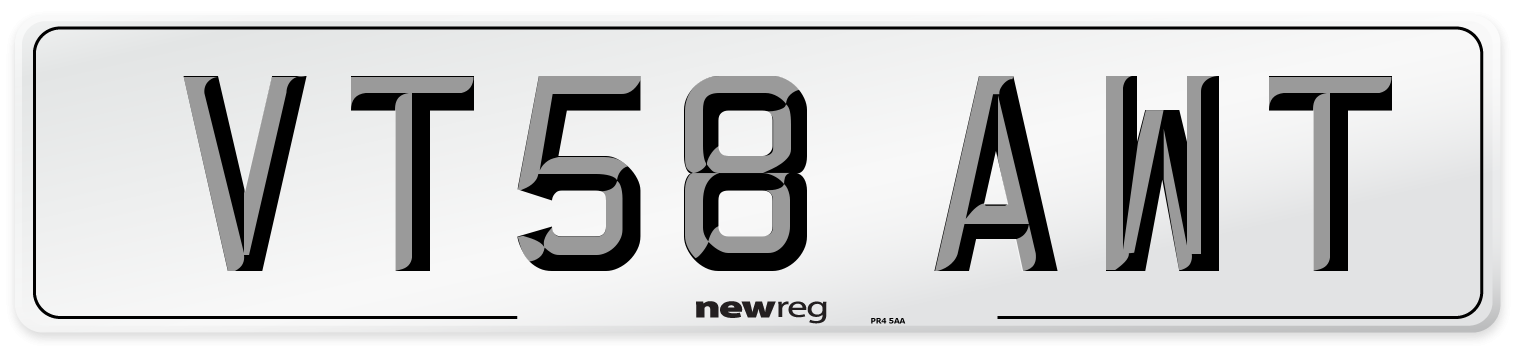 VT58 AWT Number Plate from New Reg